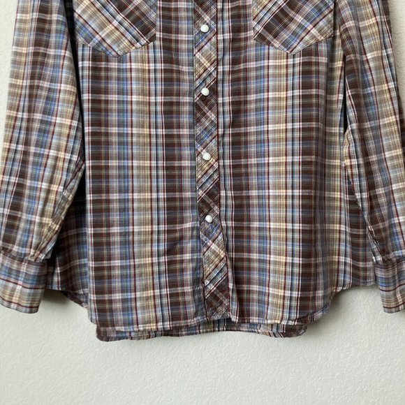 Fossil Plaid Pearl Snap Rodeo Western Cotton Vintage Fit Shirt - Picture 4 of 12